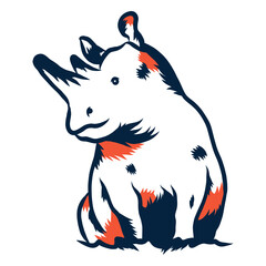 Duotone rhino sitting © Vexels