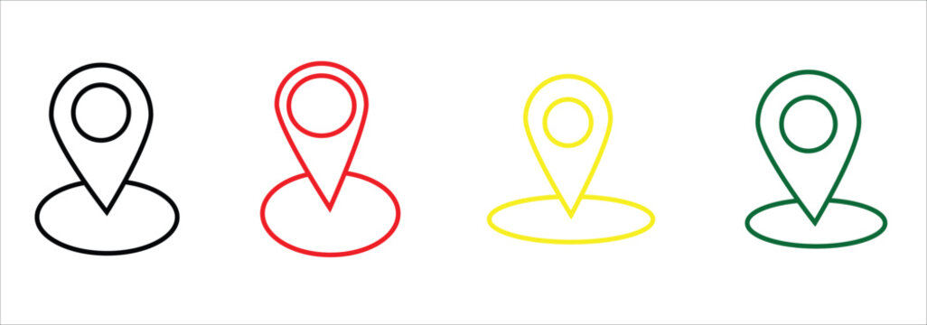 Art & Illustration3d location map pointer icon, place pin marker sign - isometric red and green gps map pointers in flat style, destination symbols. location pin line icon,