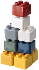 Naklejka premium Colorful lego blocks stacked together on a solid background showing creativity and playfulness