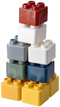 Colorful lego blocks stacked together on a solid background showing creativity and playfulness