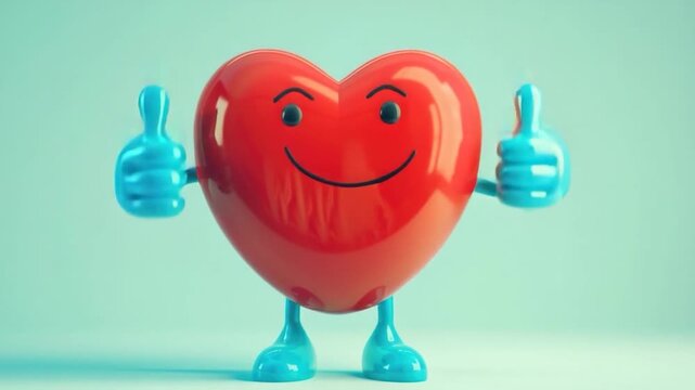 Video A red heart symbol with two thumbs up, indicating approval or support