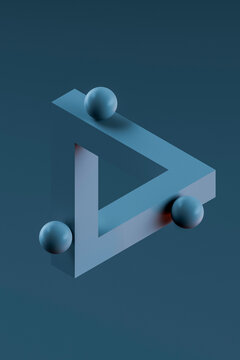 3D impossible triangle orbit with sphere and blue balance