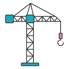 Crane load weight rope boom jib cab flat © Vexels