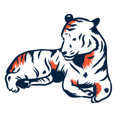 Obraz premium Laying tiger illustration