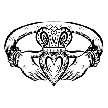 Celtic claddagh ring hand drawn