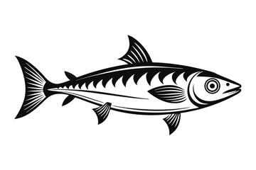 Fototapeta premium sardine silhouette line art vector illustration