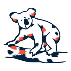 Koala standing on tree duotone © Vexels