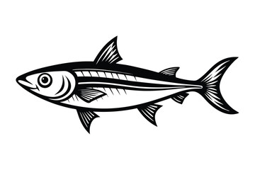 Fototapeta premium sardine silhouette line art vector illustration