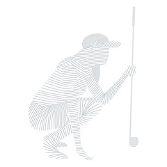 Fototapeta premium Player female hair club cap t shirt striped silhouette