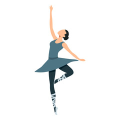 Ballet dancer posture ballerina pointe shoe skirt flat © Vexels