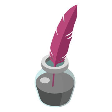 Feather inkpot inkwell flat