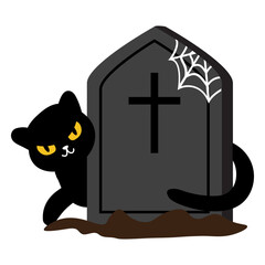 Creepy black cat tombstone cartoon © Vexels