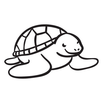Sea turtle smiling outline