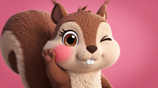 A cute cartoon squirrel with a cheerful expression.