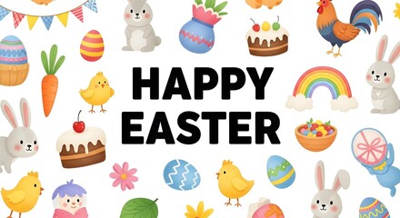 Fototapeta premium Ester sunday celebration with easter eggs bunny and springtime fun