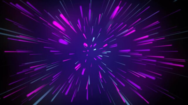 Futuristic Neon Light Speed Warp Tunnel Background with Vibrant Purple and Blue Digital Streaks Motion Animation