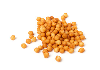 Fototapeta premium Small pastry balls, fried crispy wheat soup pearls, salad egg puffs or choux pastry