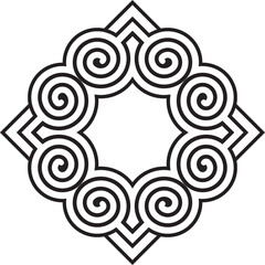 Black Hmong symbolic patterns for use in designing clothing, blankets, and wallpaper. © NKSEE