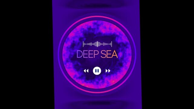 "DEEP SEA" text is encased within a dynamic glowing circular audio visualizer with abstract patterns.