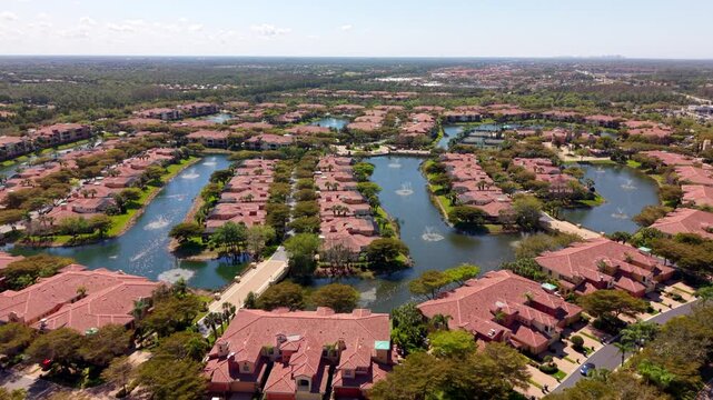 Aerial video residential housing community in Estero Florida