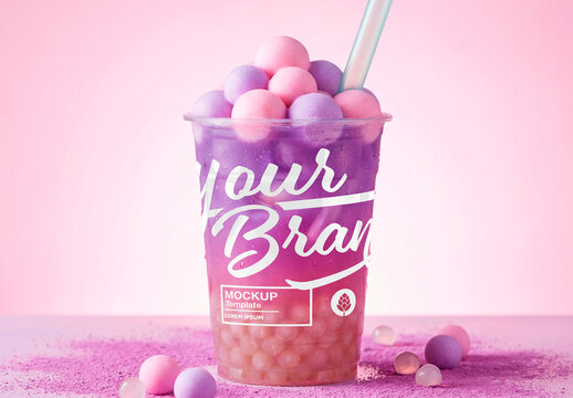 Fruit Boba Drink Mockup