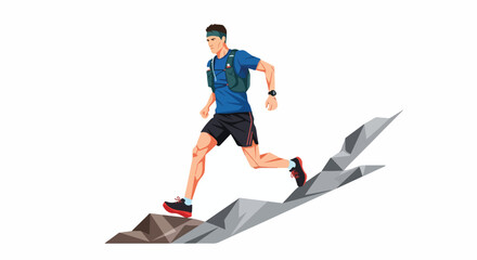 Naklejka premium Dynamic illustration of a male trail runner in motion.