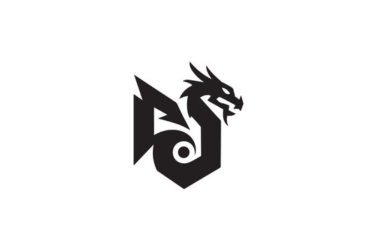 Dynamic dragon logo design for djs and music brands powerful and mythical symbol