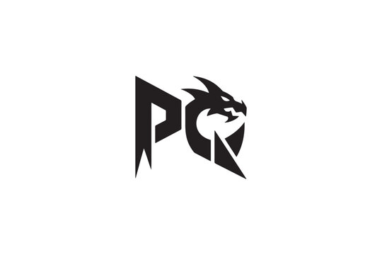 Dynamic pq logo design featuring a fierce dragon head integrated into the letters