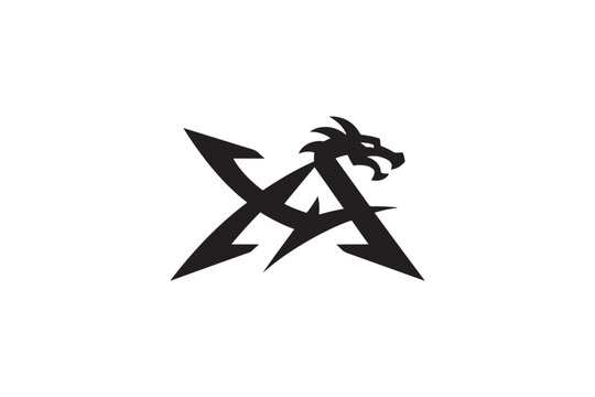 Dynamic 'xa' logo featuring a fierce dragon head for brand identity