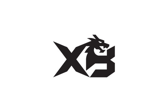 Dynamic xb logo features a fierce dragon integrated with bold lettering