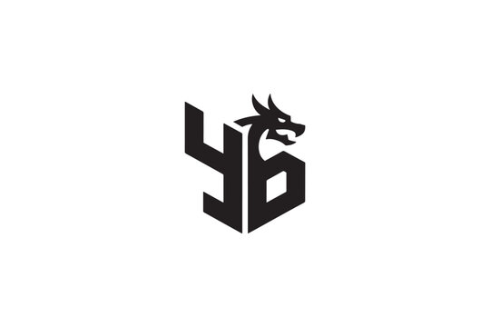 Dynamic yb logo featuring a powerful dragon head design modern and memorable