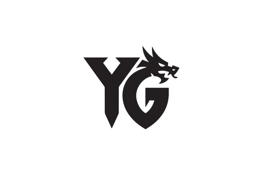 Dynamic yg logo features a fierce dragon integrating with bold typography