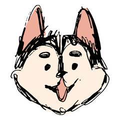 Hand drawn cute husky face © Vexels