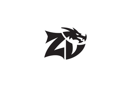 Dynamic zd logo design featuring a fierce dragon head integrated into the letters