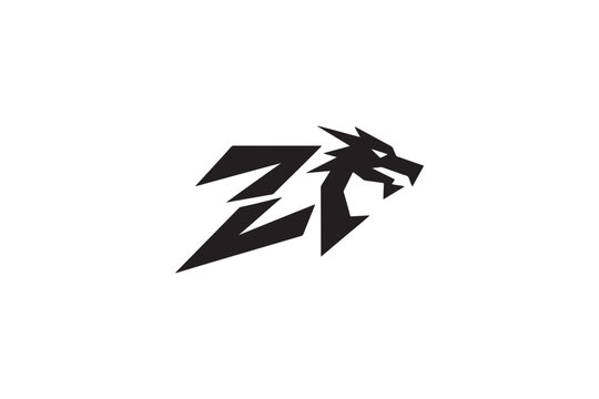 Dynamic zi dragon logo design featuring fierce mythical creature head