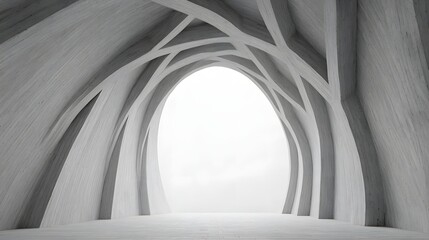 Obraz premium Abstract White and Grey Curved Architectural Space
