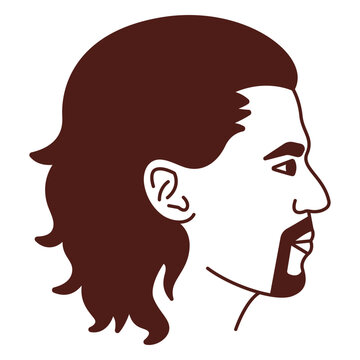 Man profile goatee beard long hair filled stroke