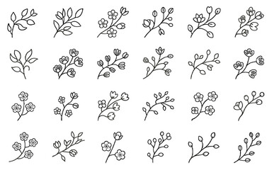 Fototapeta premium A collection of delicate floral branches for elegant design.