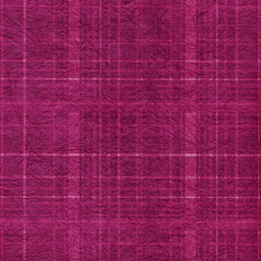 Fototapeta premium Dark magenta textured plaid seamless pattern with crumpled fabric effect. Rich artistic textile background ideal for fashion, wallpaper, and creative design projects.
