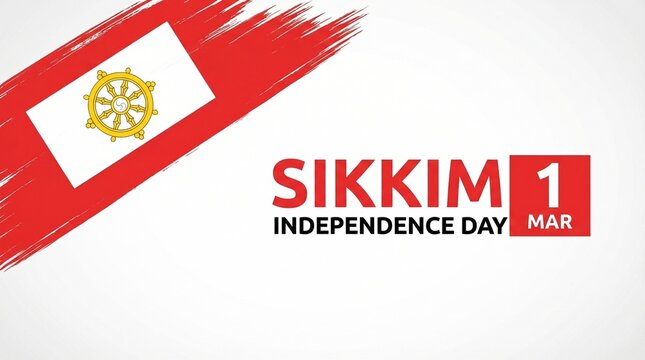 Happy independence day of Sikkim with brush painted grunge flag background