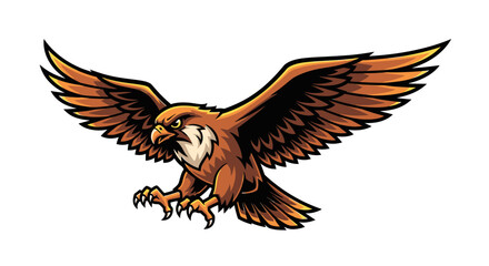 Obraz premium Soaring hawk illustration orange and brown bird with wings extended