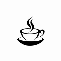 Obraz premium Minimalist coffee cup illustration black silhouette against white background