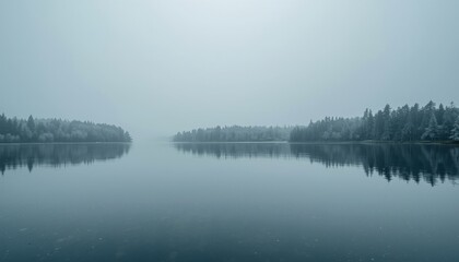 Fototapeta premium Calm lake reflection peaceful nature scene