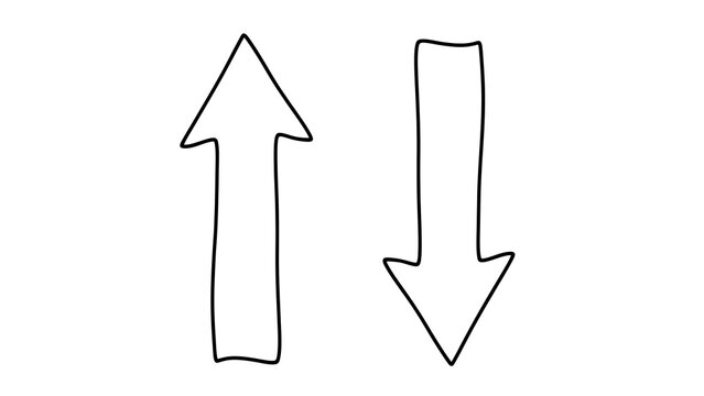 Simple hand-drawn arrows pointing up and down, symbolizing direction, change, increase, and decrease.