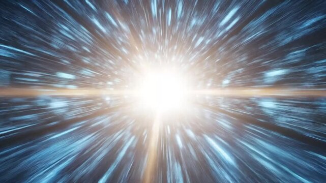 Abstract light burst with blue rays.
