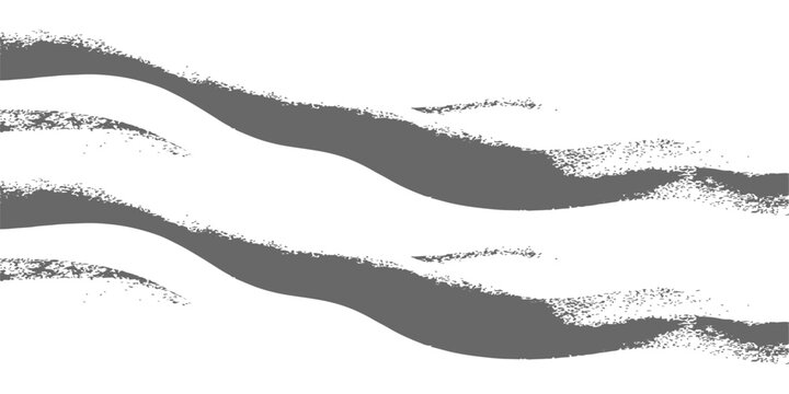 Abstract grey ink wash wave background with textured organic brush strokes, minimalist zen landscape banner design
