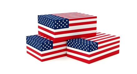 Fototapeta premium American independence day patriotic gift boxes with usa flag design