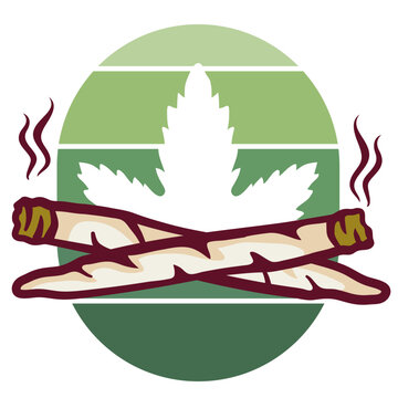 Logo with two blunts and a cannabis leaf
