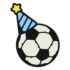 Soccer ball with a birthday hat on it © Vexels
