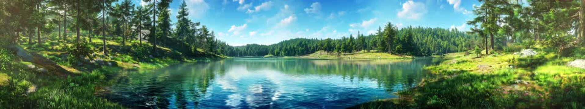 Panoramic Forest Lake Animation Loop